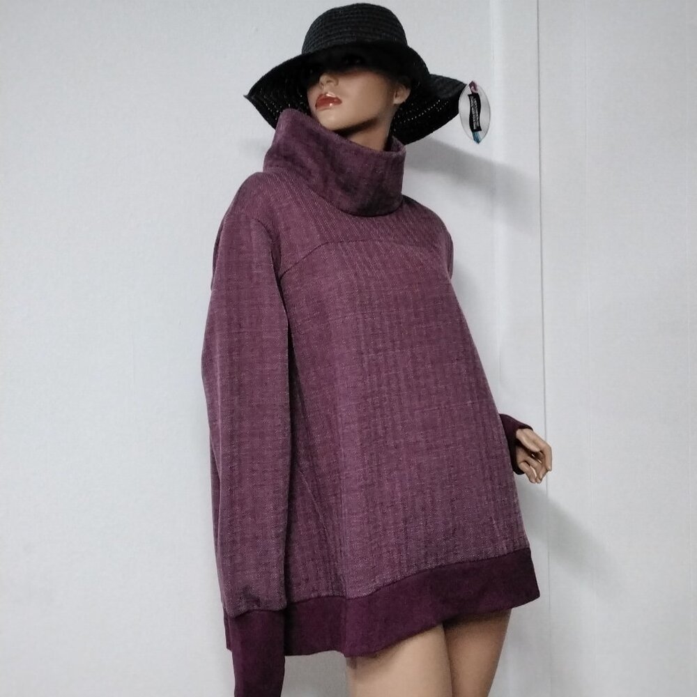 Avia Pull-Over Long Sleeve w/Thumb Holes Purple Burgundy XL Relaxed fit bx014